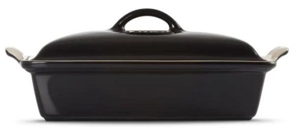 le creuset rectangular roasting dish with lid black 33 cm
