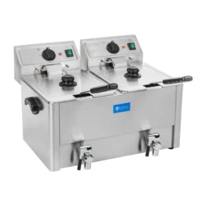 Friteuse acier inox 2 bacs 13 litres cuve amovible avec minuterie thermostat EGO professionnelle 3614021