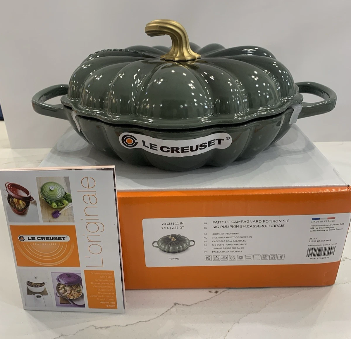 Le Creuset Enameled Cast Iron Pumpkin Braiser 3.7L ,Thyme